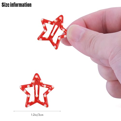 Star Hair Clips Snap Hair Barrettes Non Slip Star Hair Accessories Red polka dot Metal Hair Clips for Girls Women -15 PCS 1.18" - color: 15 P -1.18"-Red polka dots