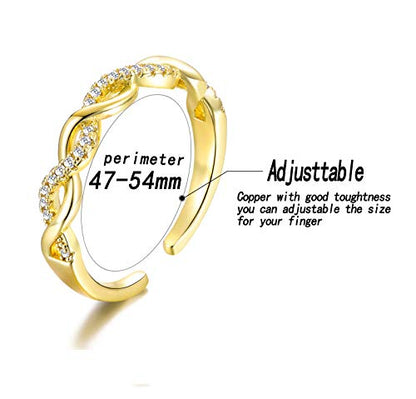 TAMHOO 9/12/15/16 Pcs Open Rings Set for Women with Sparkling Cubic Zirconia- Finger Rings Pack Stackable Rings for Teens,White Gold/Rose Gold/Gold Tone Rings for Girls - style: #1