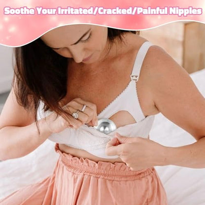 The Original Silver Nursing Cups, Nipple Covers for Breastfeeding, Nipple Shields for Nursing Newborn, Breastfeeding Essentials Silver Nipple Guards for Sore Nipple Relief-XL - size: X-Large