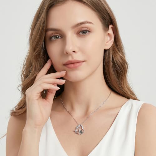 Heart Animal Necklace 925 Sterling Silver Cute Animal Pendant Jewelry Birthday Gifts for Women Girlfriend Mom Animal Lovers - style: 1-6 Two Cat
