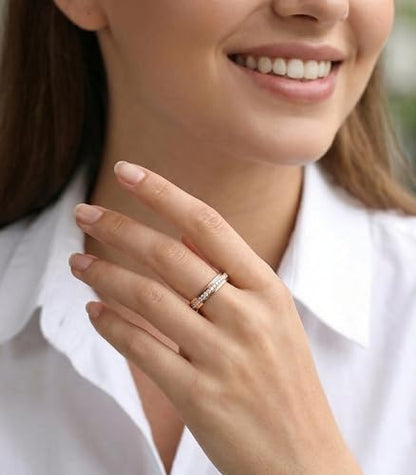 King Ring 3mm Spinner Rings – Premium Stainless Steel Fidget Rings for Women - Designed in USA - color: Rose White