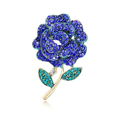 Rhinestone Flower Pin Camellia Drop Oil Brooch Big Large Rose Bouquet Brooch Pin Pearl Daisy Peony Brooch Lapel Pins Elegant Clothing Hat Bag Skirt Accessories for Women - color: Blue1
