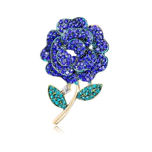 Rhinestone Flower Pin Camellia Drop Oil Brooch Big Large Rose Bouquet Brooch Pin Pearl Daisy Peony Brooch Lapel Pins Elegant Clothing Hat Bag Skirt Accessories for Women - color: Blue1