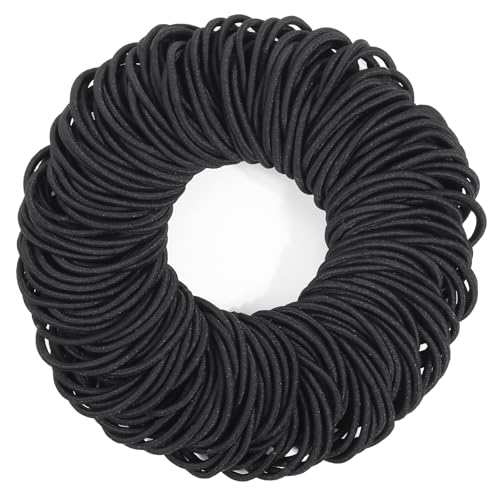 Anezus 200 Pcs Hair Ties for Women Girls Hair Elastics Hair Bands Ponytail Holders Hair Rubber Bands for Thick Straight Curly Hair (Black) - color: Black
