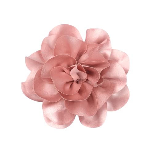 Large Rose Flower Brooches Chiffon Camellia Brooch Lapel Pins Hair Clips Hat Pins for Women Wedding Banquet Accessories Large Satin Flowers 5.5in - color: Pink 3