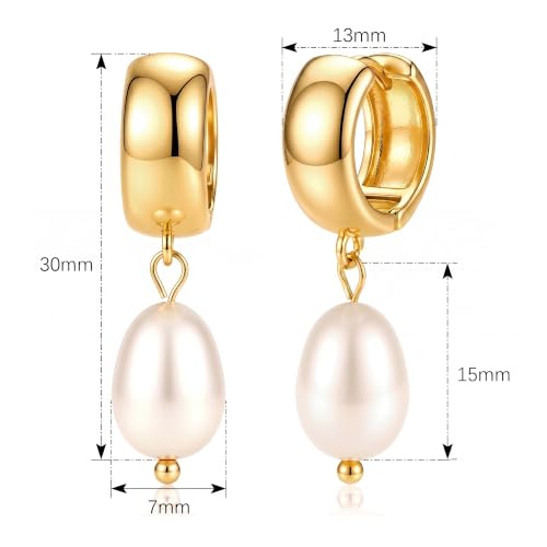 Gold Dangle Earrings for Women, 14K Gold Plated Chunky Hoop Earrings with Charms Cubic Zirconia Drop Earrings Statement Jewelry for Women - color: Gold F