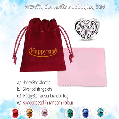 HappyStar 925 Sterling Silver Charms for Bracelets and Necklace Dangle Pendants Beads Charms Fits Charms Bracelets for Woman Jewelry Gifts (with one Spacer Bead Charms) - style: Love Tree of Life Beads