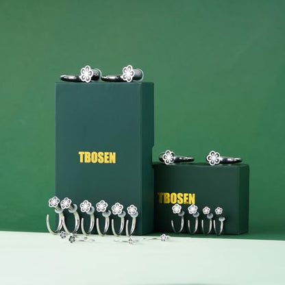 TBOSEN 18PCS Stainless Steel Stretching Kit Taper Bend Expander O-Ring Round | Flower | Heart | Cat Top Body Piercing Jewelry Set - color: Flower Top,Silver