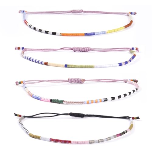 Stack Seed Beaded Bracelets Rope String Set For Women, Handmade Romantic Adjustable Braided Jewelry, Summer Beach Party Friendship Gift - color: Leo Virgo Libra Scorpio