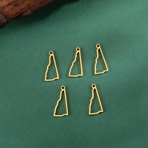 kkjoy 5Pcs Hollow Continents Maps of USA Pendant Charms for Jewelry Making and Crafting, Stainless Steel Mini Charm Craft Supplies Accessories for DIY Bracelet Necklace Earrings - color: Hollow New Hampshire Map - Gold