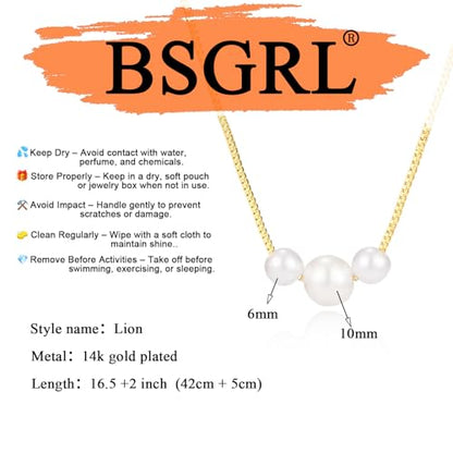 Pearl Necklace for Women- 14K Gold-plated/White Gold-plated Dainty Pearl Necklace for Women - color: Gold 3pearl box chain