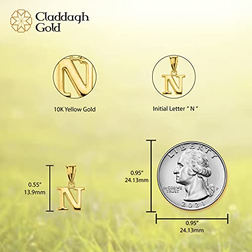 10K Yellow Gold Fine Mini Dangling Initial A-Z Charm 1/2" Pendant - Choice of Initial Letter - style: Letter N Initial Charm