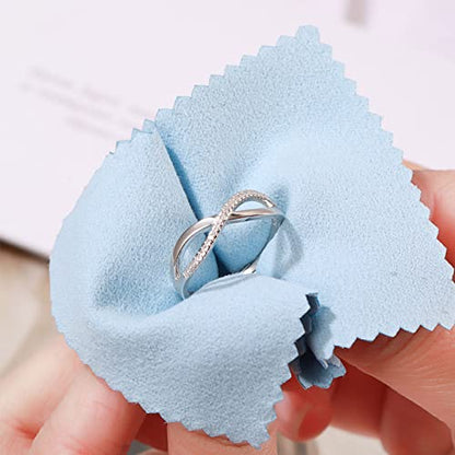 OOOPEL Sterling Silver Adjustable Ring S925 Silver Rings for Women Cubic Zirconia Twist Love Knot Dainty Ring Silver Minimalist Open Finger Rings Silver Thumb Sterling Silver Ring - color: figure eight ring CZ