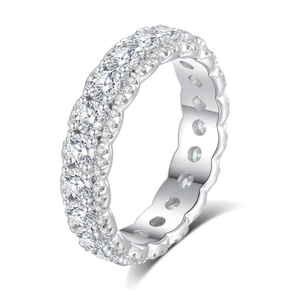 Moissanite Eternity Ring for Women Round Cut D Color VVS1 Moissanite Wedding Band, S925 Sterling Silver 18K White Gold Plated Promise Engagement Rings for Women - style: 2.604CTTW Half Eternity Band