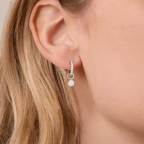 DAILY VIBES Cute Butterfly Star Cross Heart CZ Dangle Earrings for Women | 925 Sterling Silver Post, 14K Gold or Silver Plated, Mini Cubic Zirconia Dainty Drop, Cartilage Small Huggie Hoop Earrings - color: Silver Single Stone