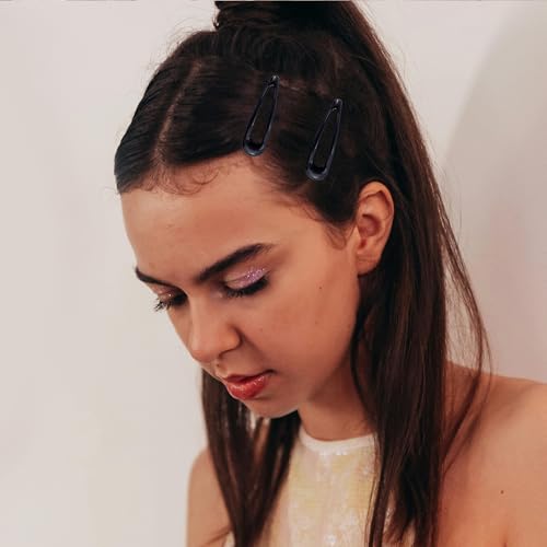 20 PCS Metal Snap Hair Clips Water Drop No Slip Barrettes for Women Bright Small Hair Clips For Thick And Thin Fine Hair,Black,1.97 x 0.5 In. - color: Black