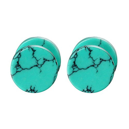 4 Pairs Unisex Marble Stone Screw Stud Earrings Set,Cupimatch Ear Piercing Plugs Faux Gauges Illusion Tunnel Earrings for Mother's Day (10mm) - color: blue-10mm