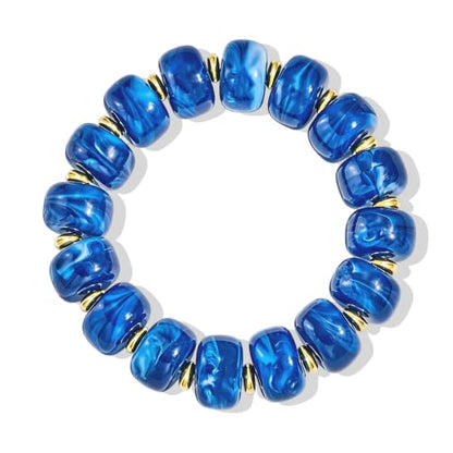 Bead Bracelet for Women Vibrant Color Resin Beads Bracelets Elastic Stretch Chunky Bracelet Boho Summer Beach Vacation Jewelry - color: Color 4
