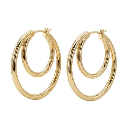 Dremmy Studios Dainty CZ Huggie Hoop Earrings 14K Gold Plated Chunky Simple Cute Thick Round Frill Bead Ball Starburst Cuff Earrings Cubic Zirconia Hoop Earrings Minimalist Personalized Gift for Her - color: Circle B