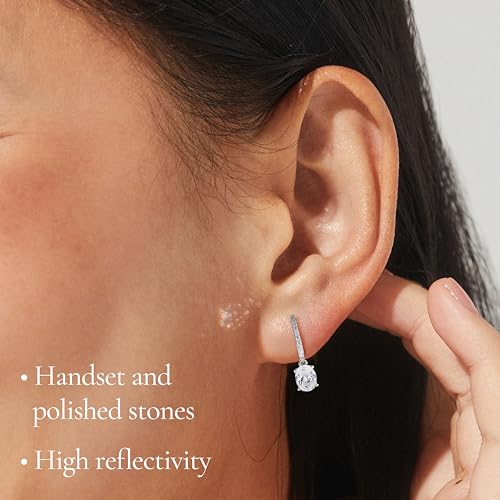 NADRI Cushion Cut CZ Leverback Earrings - color: Oval - Rhodium