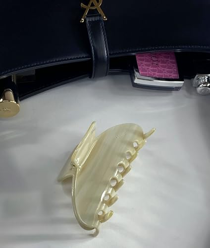 Luxury Creme Claw Clip for Women | Our Large 4 Inch Hair Clip Creates Beautiful Half Ups, Secure Updos & Chic Daily Styles | Premium Acetate Claw with Secure Hold & Snag Free Teeth for Easy Styling - color: Cream