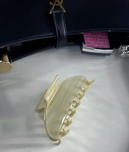 Luxury Creme Claw Clip for Women | Our Large 4 Inch Hair Clip Creates Beautiful Half Ups, Secure Updos & Chic Daily Styles | Premium Acetate Claw with Secure Hold & Snag Free Teeth for Easy Styling - color: Cream