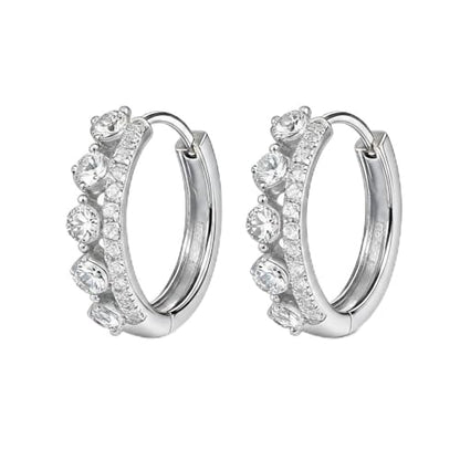 High-Carbon Diamond Hoop Earrings for Women Sterling Silver Cuff Earrings Drop Huggie Stud Halo Earrings with 18K - color: Silver8