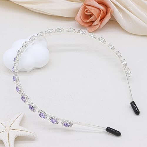 Bridal Headpiece Wedding Headband with Crystal and Hair Accessories (Purple, 5.5'') - color: Purple
