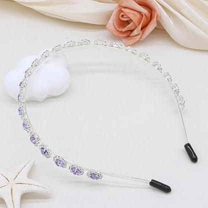Bridal Headpiece Wedding Headband with Crystal and Hair Accessories (Purple, 5.5'') - color: Purple