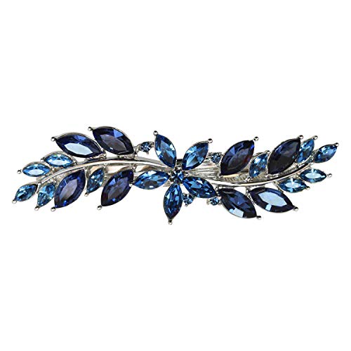 Faship Navy Blue Small Floral Hair Barrette Clip - color: Navy Blue