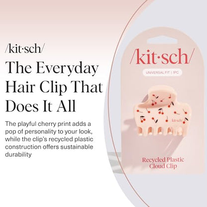 Kitsch Medium Hair Clips for Women - Cherry Print, 1pc | Strong Hold Claw Clips for Thick or Thin Hair – Recycled Plastic, Non-Slip, Durable Plastic - color: Cherry Print