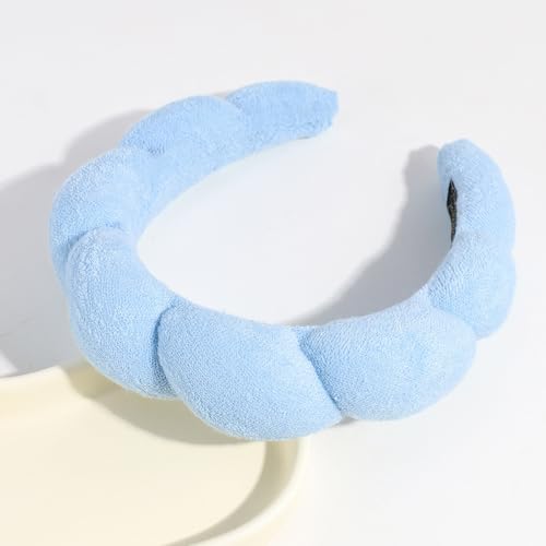 Spa Headbands for Washing Face Makeup Skin Care Headband Women Bubble Facial Beauty Headbands Puffy Shower Towel Band Hair Headband - color: Blue