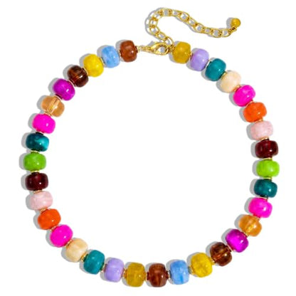 Chunky Beaded Necklace for Women, Colorful Trendy Statement Summer Jewelry Gift - color: necklace-42