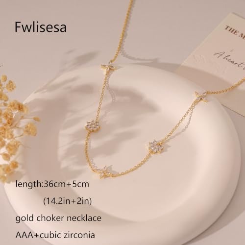 Gold Choker Necklace for Women, Dainty Gold Necklace 14k Gold Plated Simple Coin Butterfly Choker Necklaces for Women Trendy Charm Cute Non Tarnish Gold Necklace Fashion Waterproof Jewelry - color: A-Gold