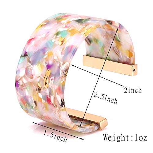 FAERLIIRY Cuff Bracelet for Women Acrylic Resin Bracelets Statement Bangle Bracelet Adjustable Bracelet Wide Chunky Bracelets for Women - color: Floral