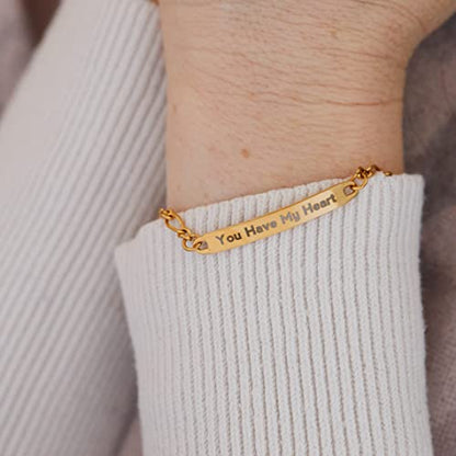 Speidel Ladies Engravable ID Figaro Bracelet With Polished Plaque