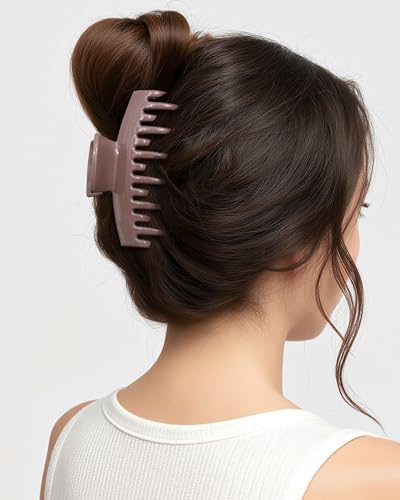 4 Pack Silicone Flexible Hair Claw Clips - Nonslip Large Bendable Soft Claw Clip for Women, Silicone Hair Clips Hair Accessories - color: Coffee+Black