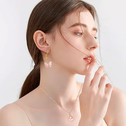 MARFOREVER 120 Pcs Pink Charms for Jewelry Making | Assorted Gold Enamel Pink Pendants, Mixed Theme Flowers Heart Fruit Moon Star Dangle Charms, Bracelet Necklace Earrings Craft