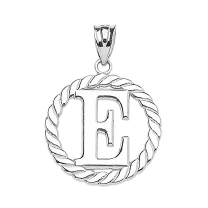 Claddagh Gold Fine 925 Sterling Silver Personalized Initial A-Z Roped Circle Charm Pendant - style: E