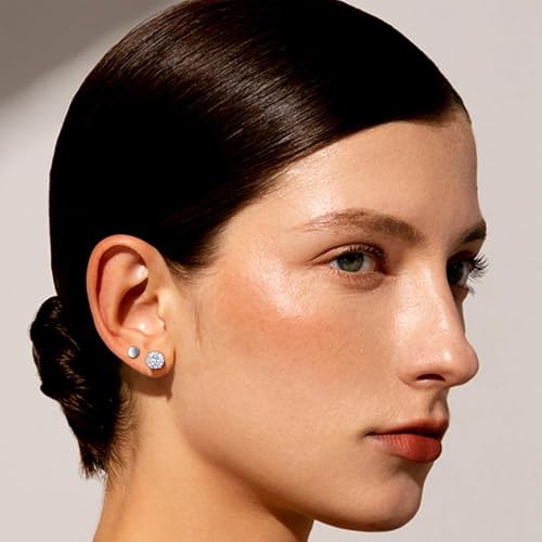VOLUKA Cubic Zirconia Stainless Steel Screw Flat Back Earring - Hypoallergenic Stud Earrings for Women & Men - 316L Titanium CZ Stud Earrings for Nickel-Free, Trendy & Elegant - color: 6 Pairs- 3-8mm Flat Back -White