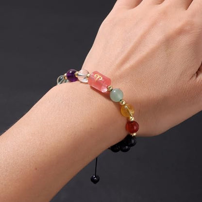 Zodiac Bracelets for Women 12 Constellations Healing Crystal Stone Beads Bracelet Birthday Zodiac Gifts Horoscope Spiritual Bracelet - color: Aries-2