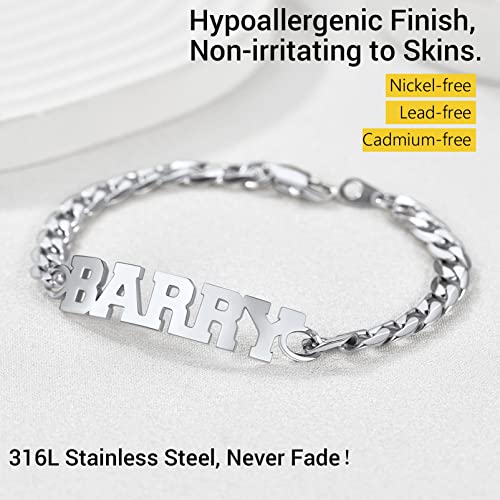 PROSTEEL Bracelets for Men, Figaro/Cuban Mens Bracelet, Silver/Gold/Black | 6/9/13mm Width, 7.5/8.3/9" Length, Stainless Steel Mens Bracelet, Durable & Non Tarnish, Chunky Jewelry with Gift Box - style: H 6mm-Cuban-Silver-Custom