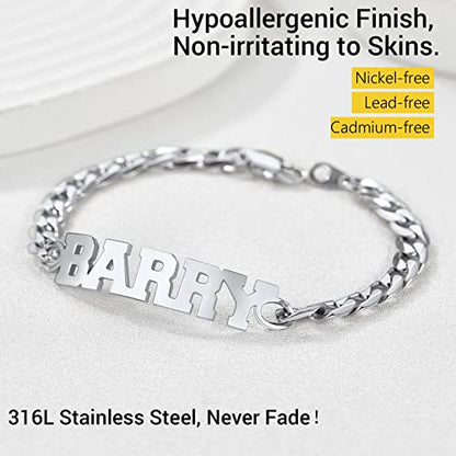 PROSTEEL Bracelets for Men, Figaro/Cuban Mens Bracelet, Silver/Gold/Black | 6/9/13mm Width, 7.5/8.3/9" Length, Stainless Steel Mens Bracelet, Durable & Non Tarnish, Chunky Jewelry with Gift Box - style: H 6mm-Cuban-Silver-Custom
