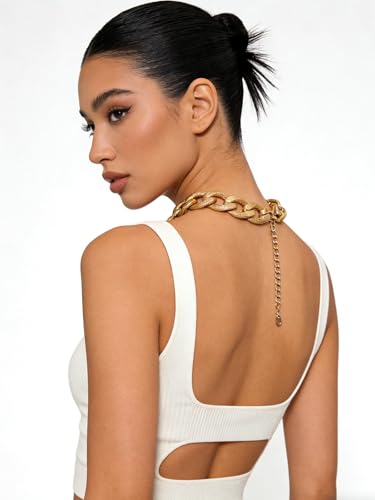 Cuban Link Chain Necklace Punk Belt Buckle Shaped Chunky Choker Necklace Statement Thick Chain Necklace Jewelry Gifts for Women Men - color: Style3