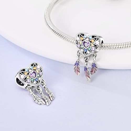 HONGRUI 925 Sterling Silver Charm for Bracelets Fashion Women Jewelry Gift - color: Purple Dream Catcher