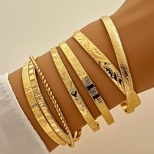46Pcs Gold Jewelry Set for Women with 5 Necklace, 12 Bracelet, 5 Hoop Earrings, 15 Stud Earrings and 9 Rings Jewelry Set For Gifts for Women. - style: Gold Jewelry Set -K