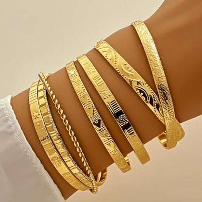46Pcs Gold Jewelry Set for Women with 5 Necklace, 12 Bracelet, 5 Hoop Earrings, 15 Stud Earrings and 9 Rings Jewelry Set For Gifts for Women. - style: Gold Jewelry Set -K