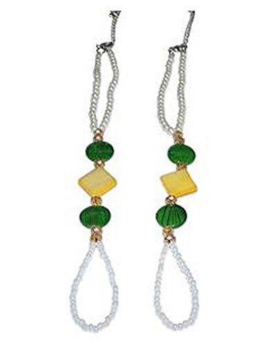 Fashion Jewelry ~ Faux Pearls W Green Yellow Beads Barefoot Sandals Anklet for Beach Pool (STS055)