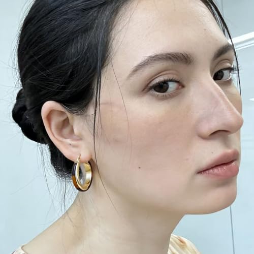 14K Gold Plated Chunky Hoop Earrings for Women Vintage Leopard Print Hoops Large Round Hoop Earrings Jewelry - style: Hoop F