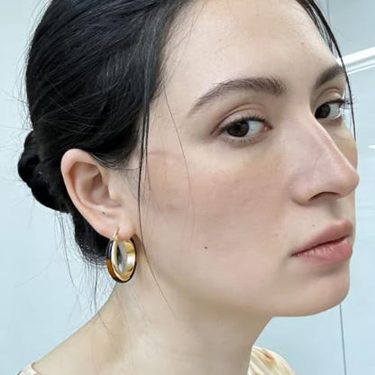 14K Gold Plated Chunky Hoop Earrings for Women Vintage Leopard Print Hoops Large Round Hoop Earrings Jewelry - style: Hoop F